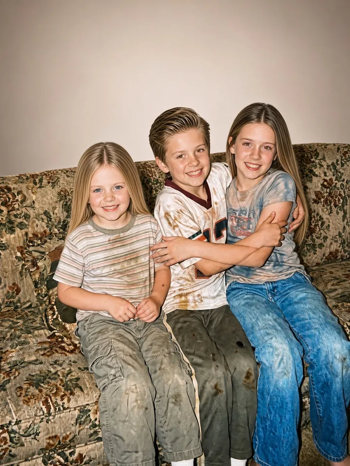 Slide 2: the suits are gone, stained hand-me-down clothes